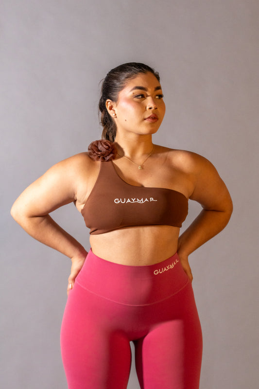 BROWN FLOWER SPORT BRA